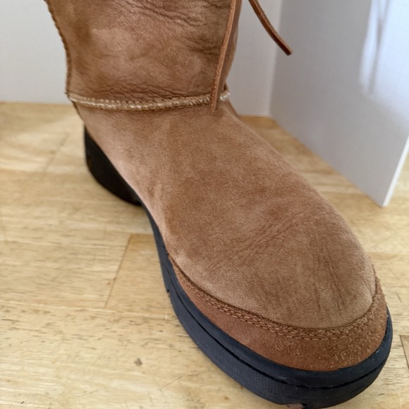 UGG women's 9 Ultimate Cuff BOOTS Chestnut Brown Tall Shearling Lined  5273 - Picture 11 of 16